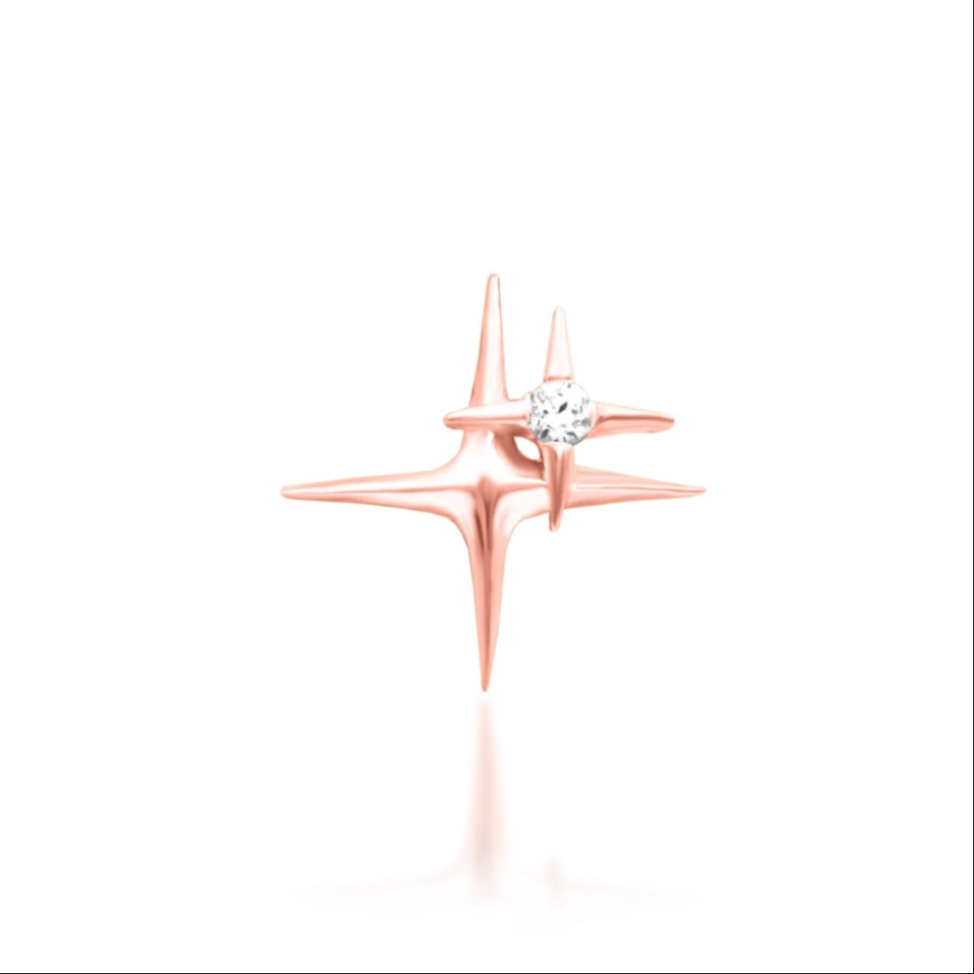 Star helix earring in 14k rose gold, featuring the layered Junipurr 11:11 design with white CZ detail.