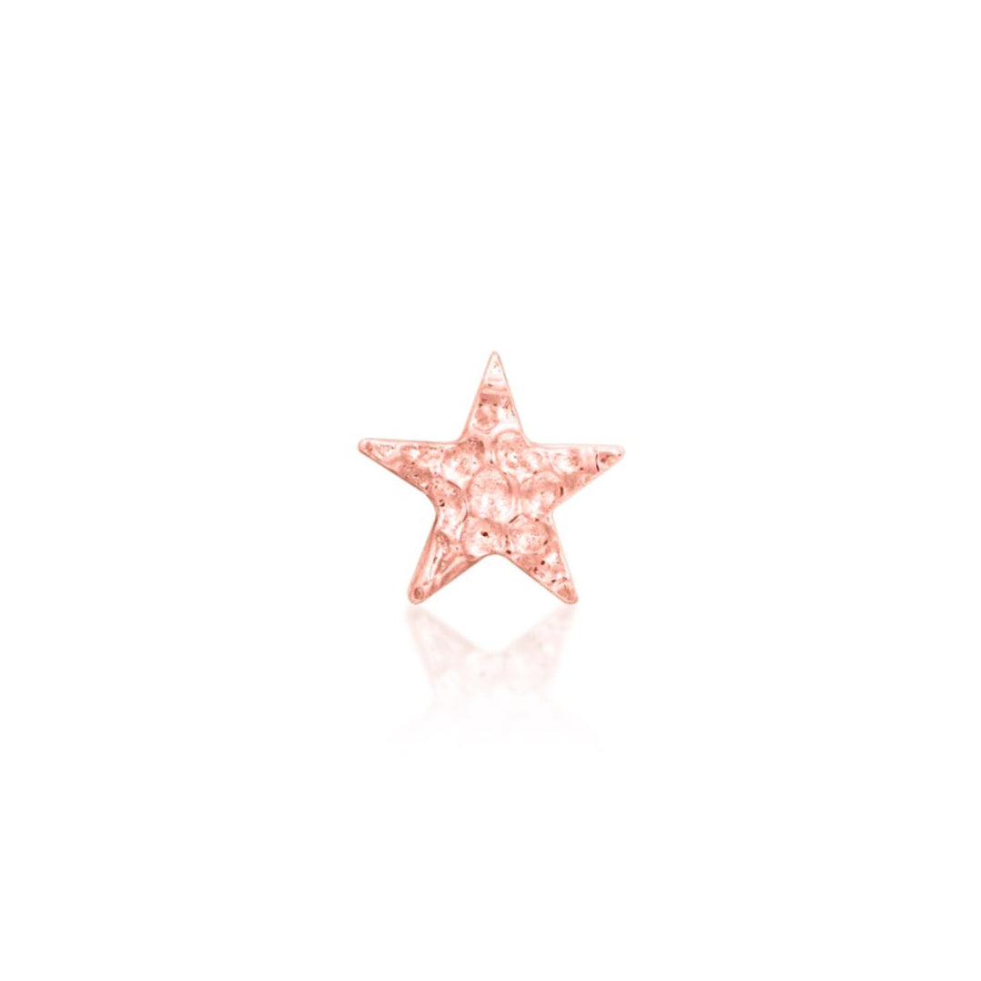 Star tragus earring in solid 14k rose gold, featuring Junipurr’s softly textured celestial shape.