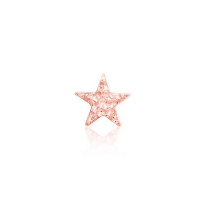 Star tragus earring in solid 14k rose gold, featuring Junipurr’s softly textured celestial shape.