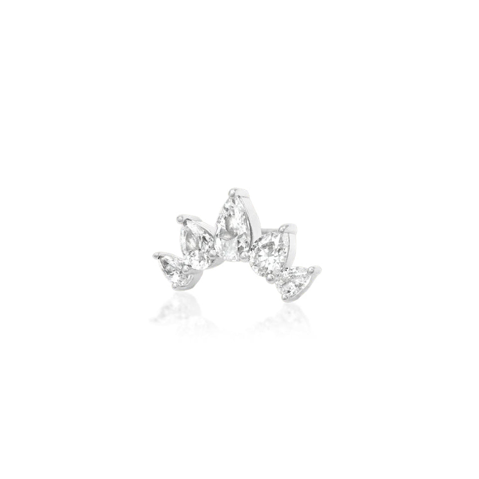     Solid white gold cartilage cluster with a sweeping five-stone design