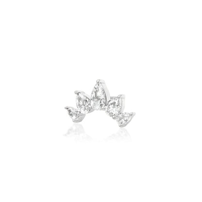     Solid white gold cartilage cluster with a sweeping five-stone design