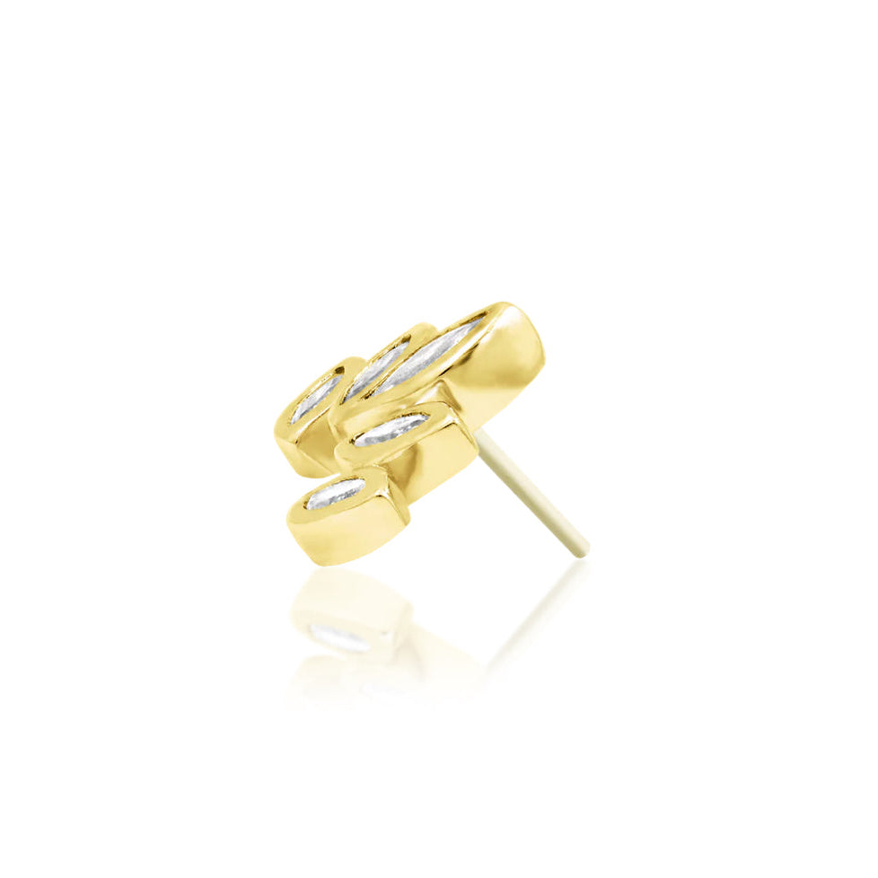     Statement yellow gold cartilage cluster featuring five graduated white CZ gems