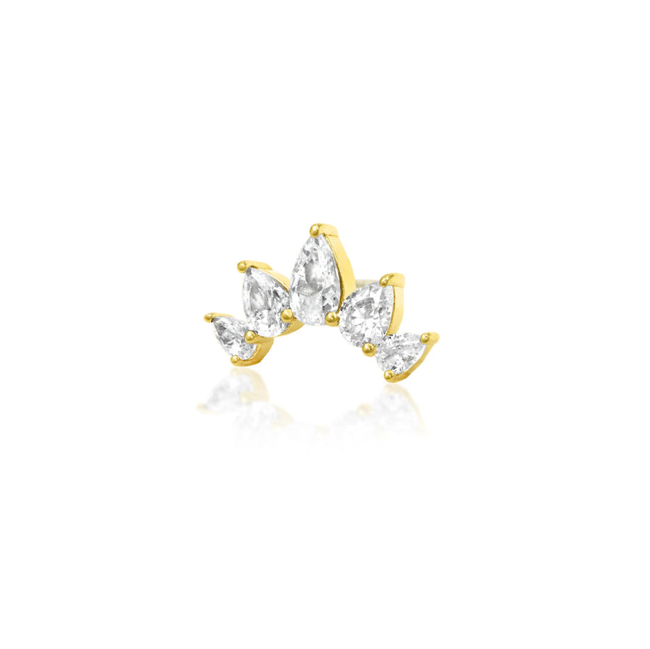     Statement yellow gold conch cluster featuring graduated pear-shaped CZ