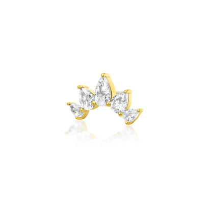     Statement yellow gold conch cluster featuring graduated pear-shaped CZ
