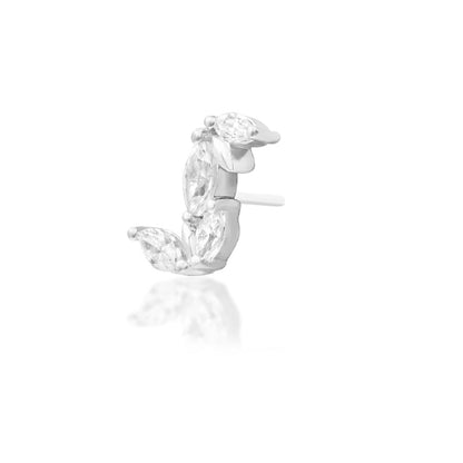Statement white gold conch jewellery with four graduated marquise-cut CZ stones
