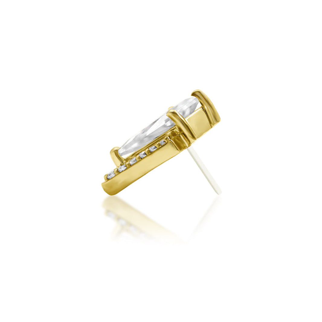 Statement conch jewellery in solid 14k yellow gold with an architectural white CZ design
