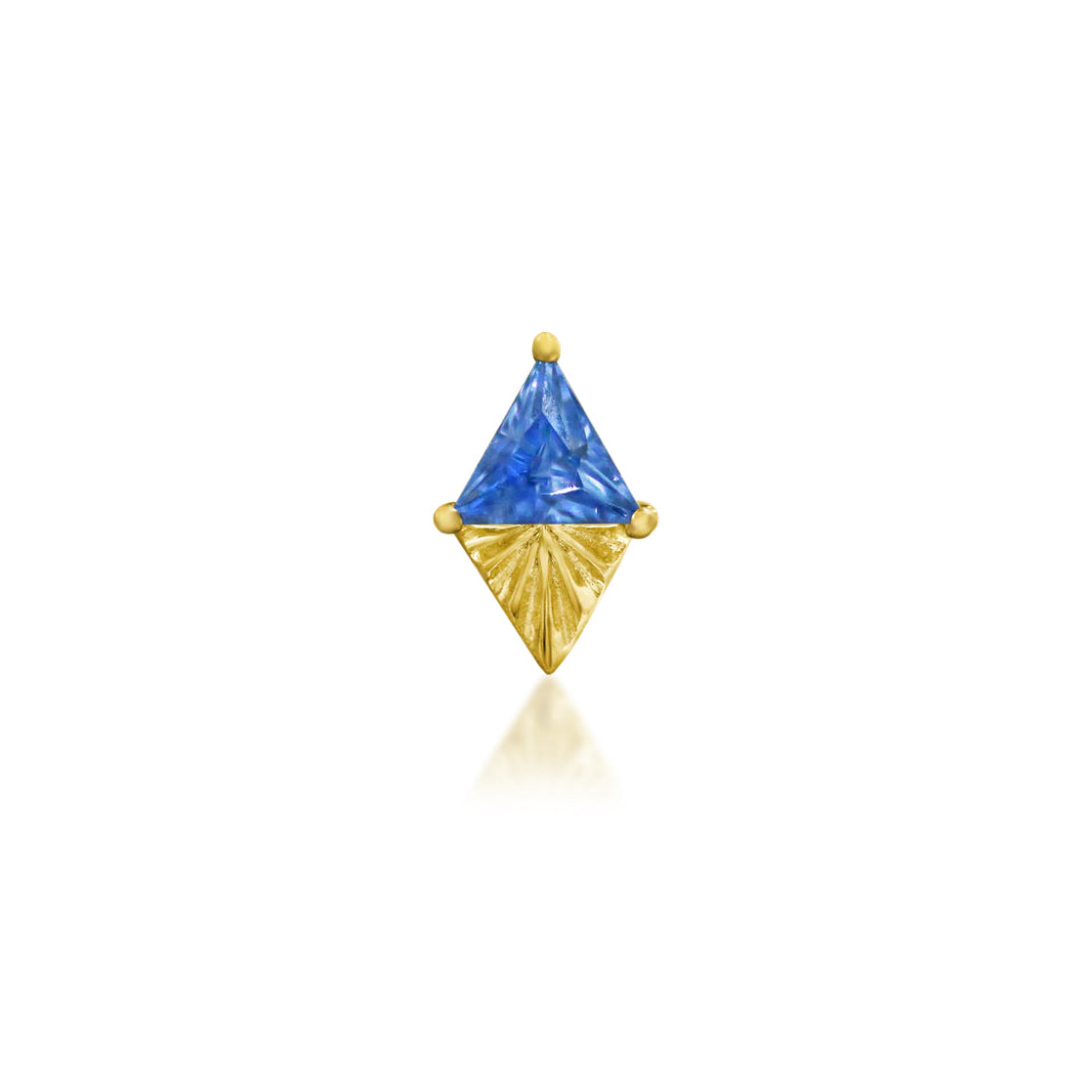 Junipurr Selene geometric helix earring in solid 14k yellow gold with Light Tanzanite CZ