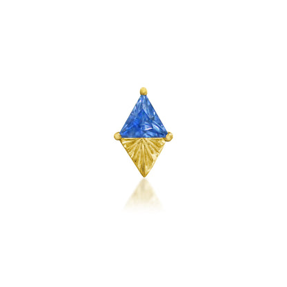 Junipurr Selene geometric helix earring in solid 14k yellow gold with Light Tanzanite CZ