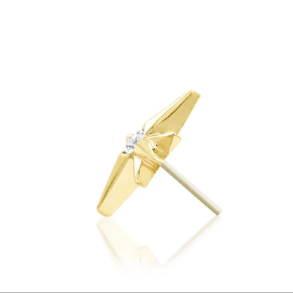 Celestial star earring in solid yellow gold with a Mystic Topaz CZ centre