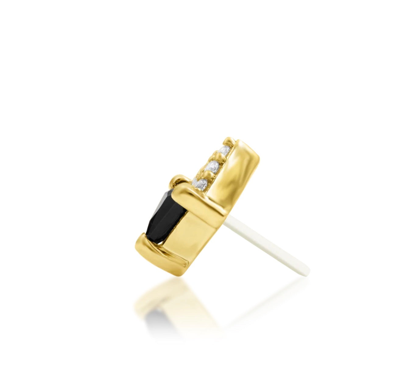     Solid yellow gold cartilage earring with a bold double-triangle gemstone design