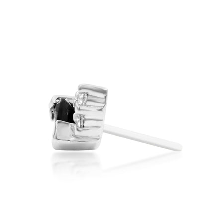     Vintage-inspired white gold cartilage jewellery with an elongated black gemstone
