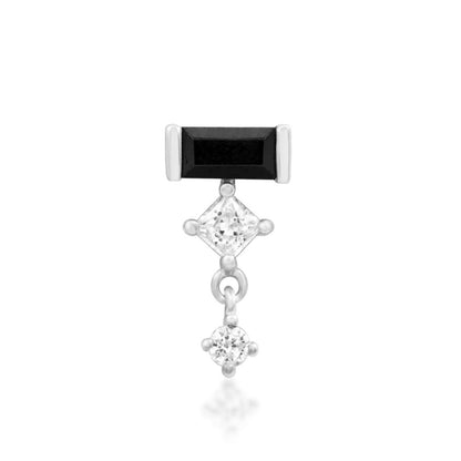     Junipurr Meria white gold conch earring with black baguette and white CZ stones