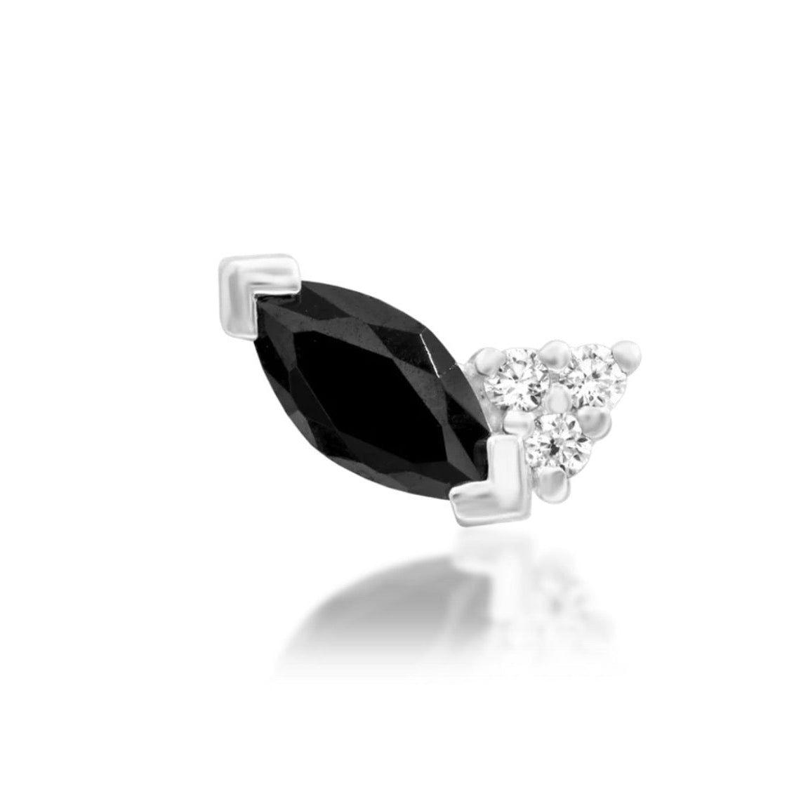     White gold helix earring featuring a marquise-cut Black CZ and curved gemstone detailing