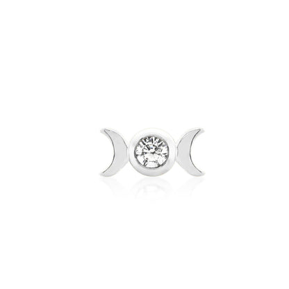 Junipurr Tauriel gold cartilage jewellery with crescent moons and a bezel-set CZ