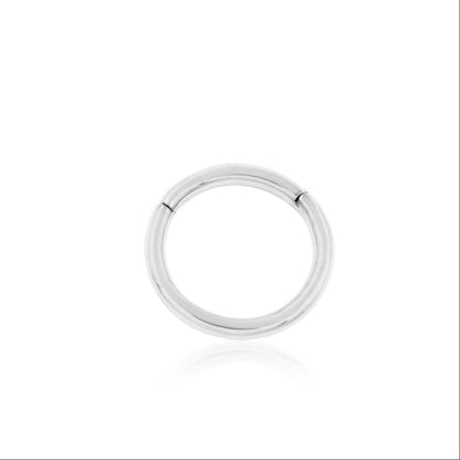 Solid white gold clicker ring with a polished seamless finish.