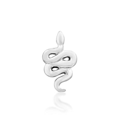 Junipurr Hiss coiled snake tragus earring in solid 14k white gold