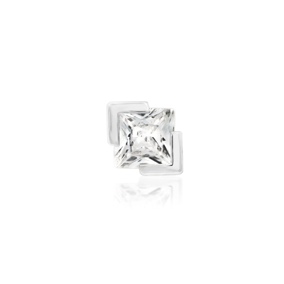 Junipurr Ada white gold conch earring with a square princess-cut CZ
