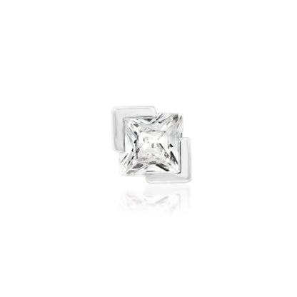 Junipurr Ada white gold conch earring with a square princess-cut CZ
