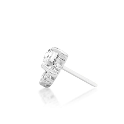 White gold conch jewellery featuring a compact cluster of brilliant white cubic zirconia