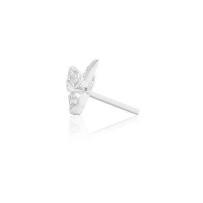     Solid 14k white gold conch stud shaped like an intricately detailed moth
