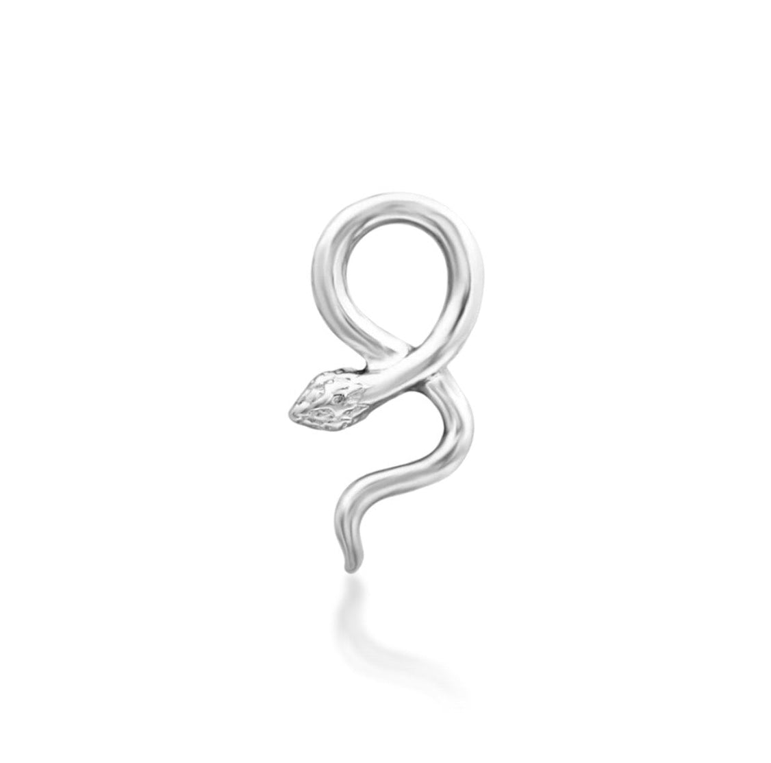 Junipurr Cornelius curved snake flat earring in solid 14k white gold