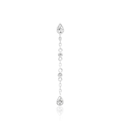     Junipurr Maria white gold helix earring with sparkling CZ chain dangles