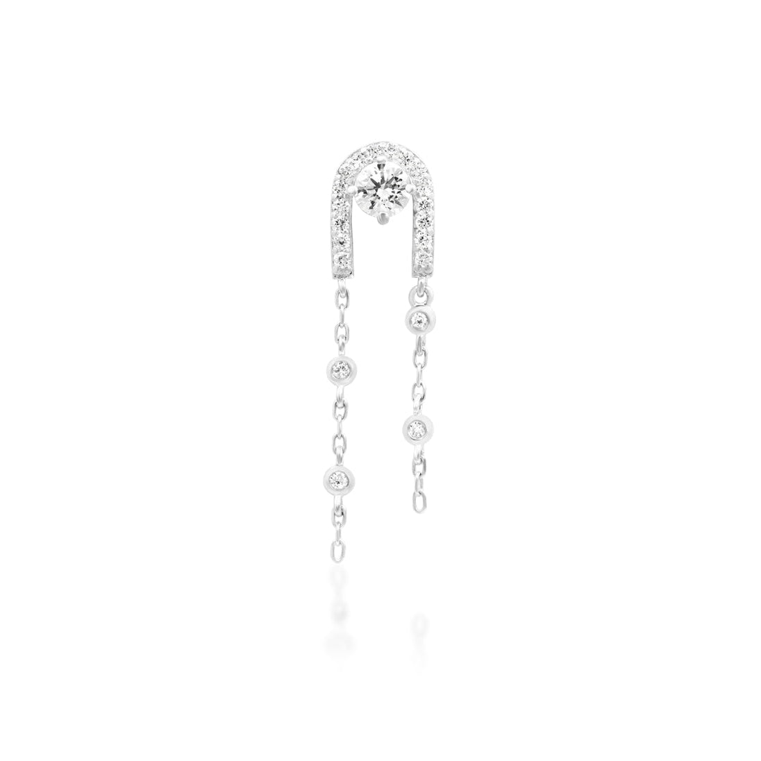 Junipurr Serena CZ chain drop earring in solid 14k white gold
