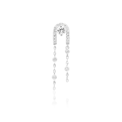 Junipurr Serena CZ chain drop earring in solid 14k white gold
