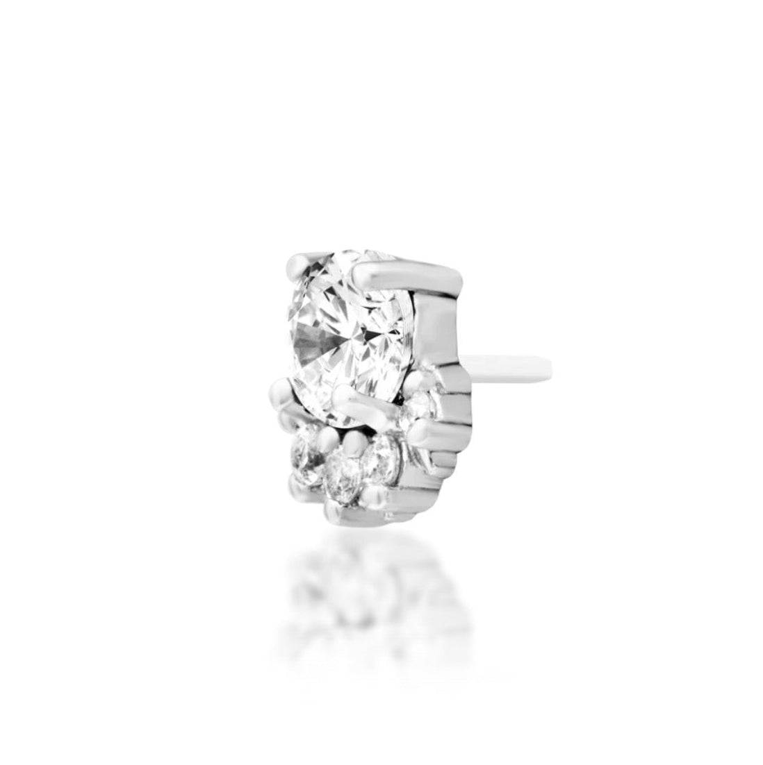  Junipurr Rolina white gold helix earring with a central white CZ and graduated gemstone accents