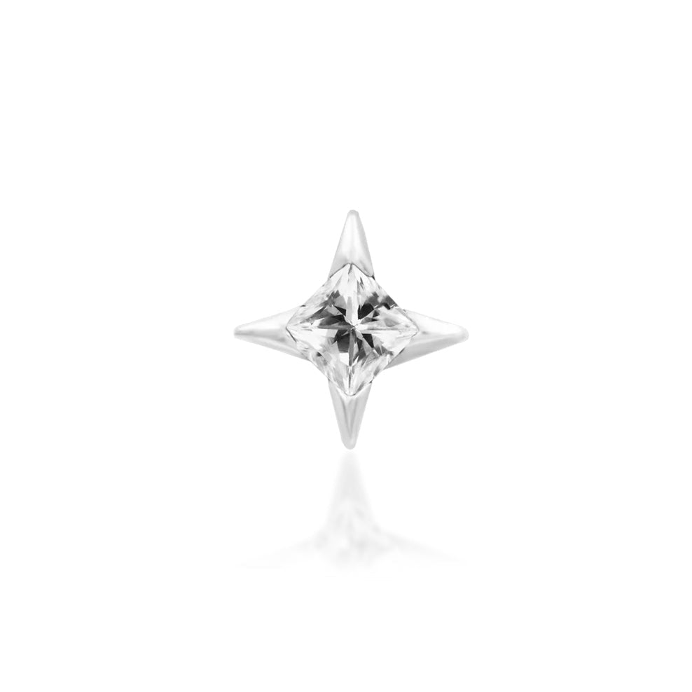 Junipurr Corvin white gold helix earring with a central princess-cut white CZ