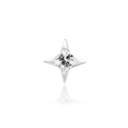 Junipurr Corvin white gold helix earring with a central princess-cut white CZ