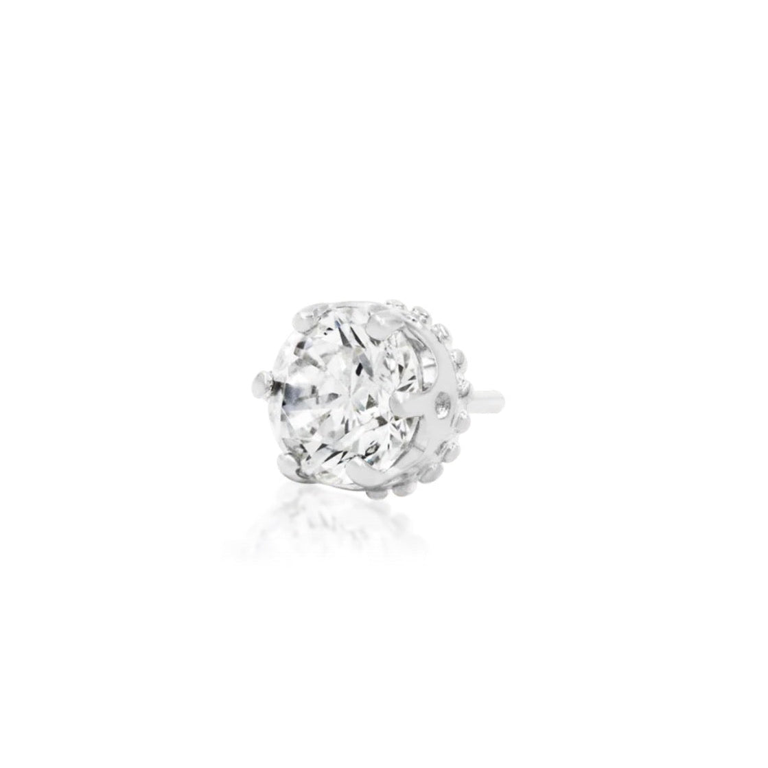 White gold tragus earring with a round solitaire cubic zirconia