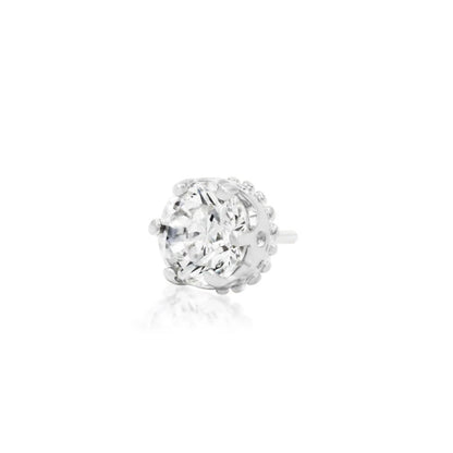White gold tragus earring with a round solitaire cubic zirconia