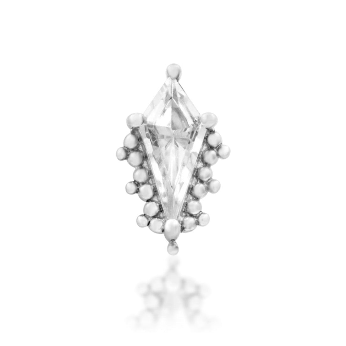 Junipurr Sultan white gold cartilage stud with an elongated cubic zirconia