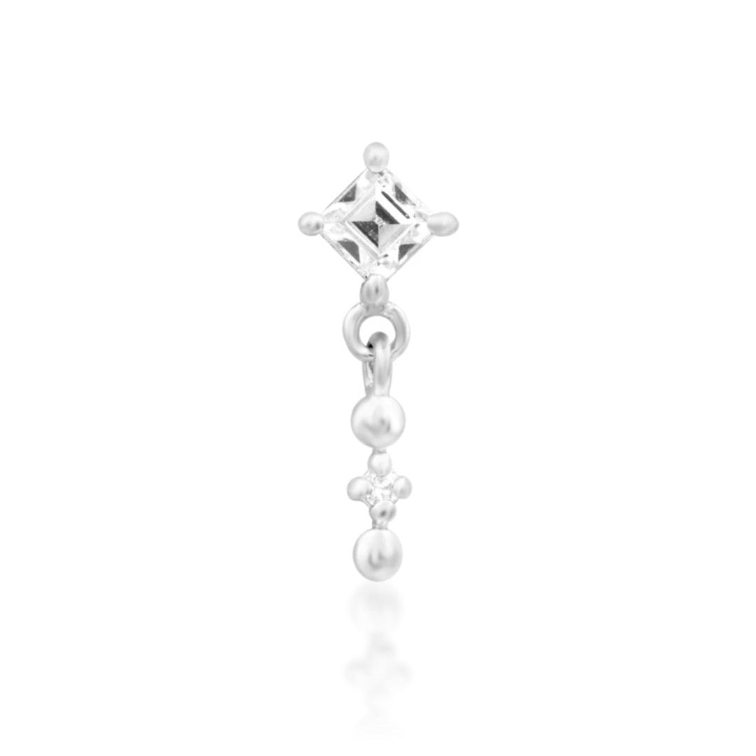 Junipurr Soar white gold helix earring with graduated White CZ sparkle