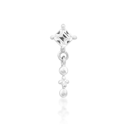 Junipurr Soar white gold helix earring with graduated White CZ sparkle