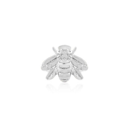 Junipurr Gold Bee white gold flat back earring with a sculpted bee design