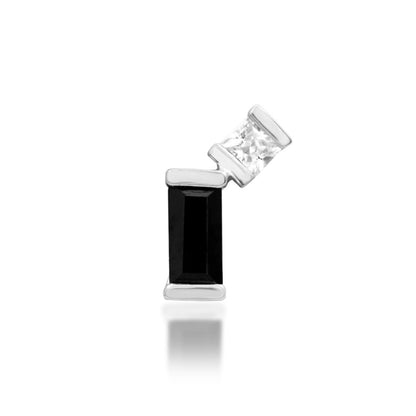 Junipurr Marjani white gold flat earring with contrasting black and white CZ stones