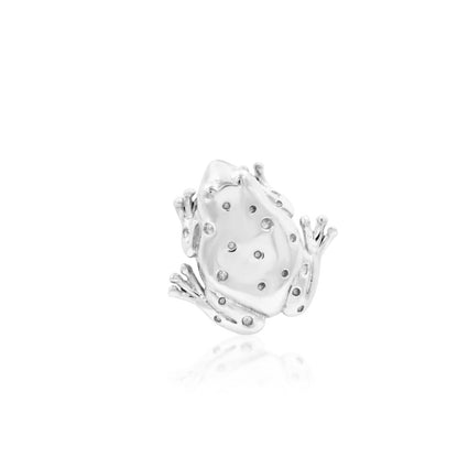 Junipurr Sir Hops frog helix earring in solid 14k white gold