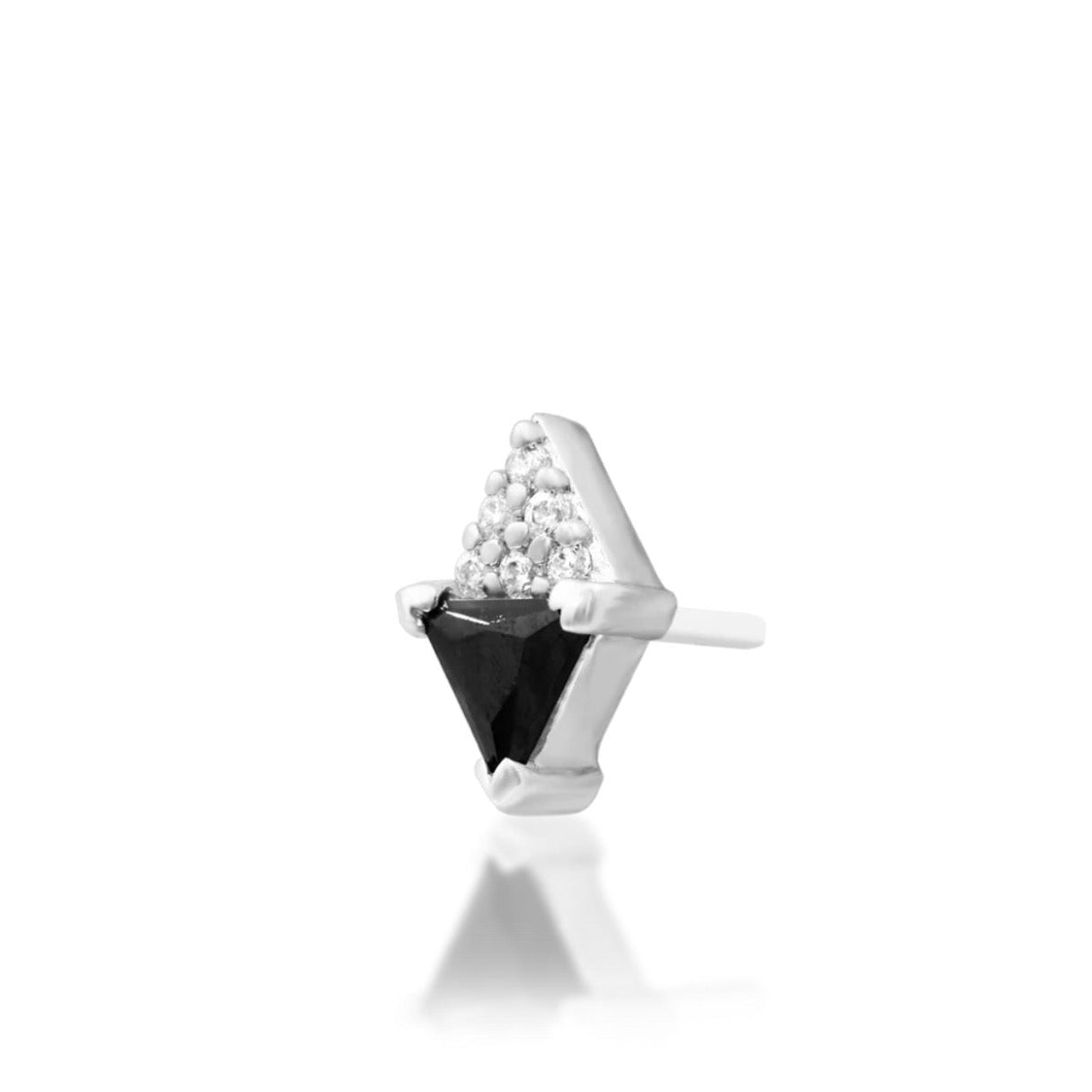     Junipurr Zaila white gold helix earring featuring black and white cubic zirconia