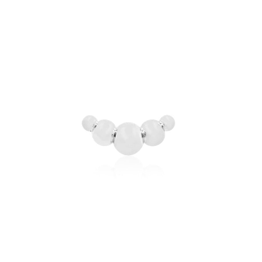 Junipurr Gold Croissant helix earring in solid white gold with graduated bead detailing