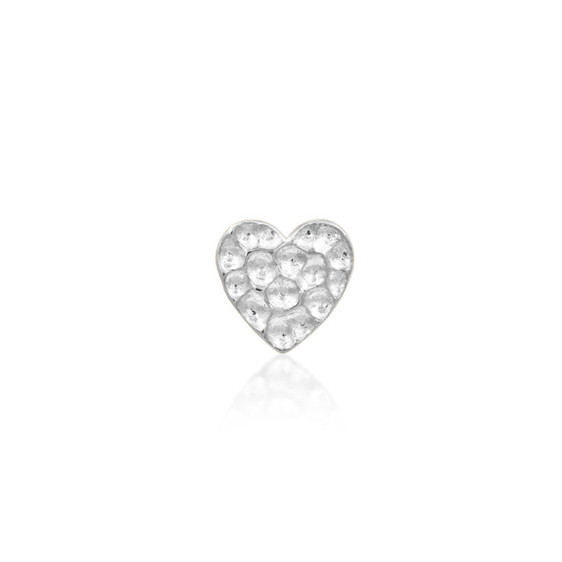 Junipurr Hammered Heart nose stud in solid 14k white gold