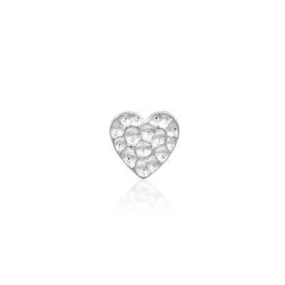 Junipurr Hammered Heart nose stud in solid 14k white gold