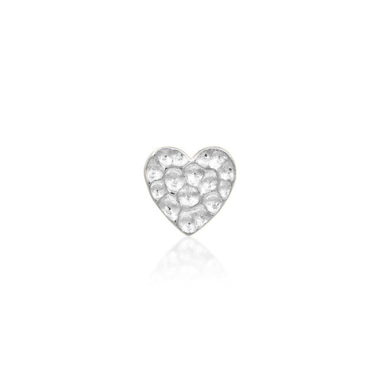 Junipurr Hammered Heart nose stud in solid 14k white gold