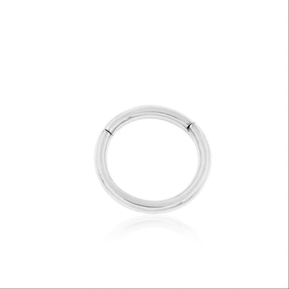 White gold helix ring with a smooth solid 14k gold surface and seamless hinged appearance.