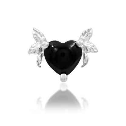 Junipurr Salem white gold helix stud design featuring a polished black onyx heart
