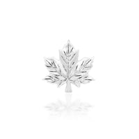 Junipurr Maple Leaf Eh helix stud in solid 14k white gold with natural leaf detail