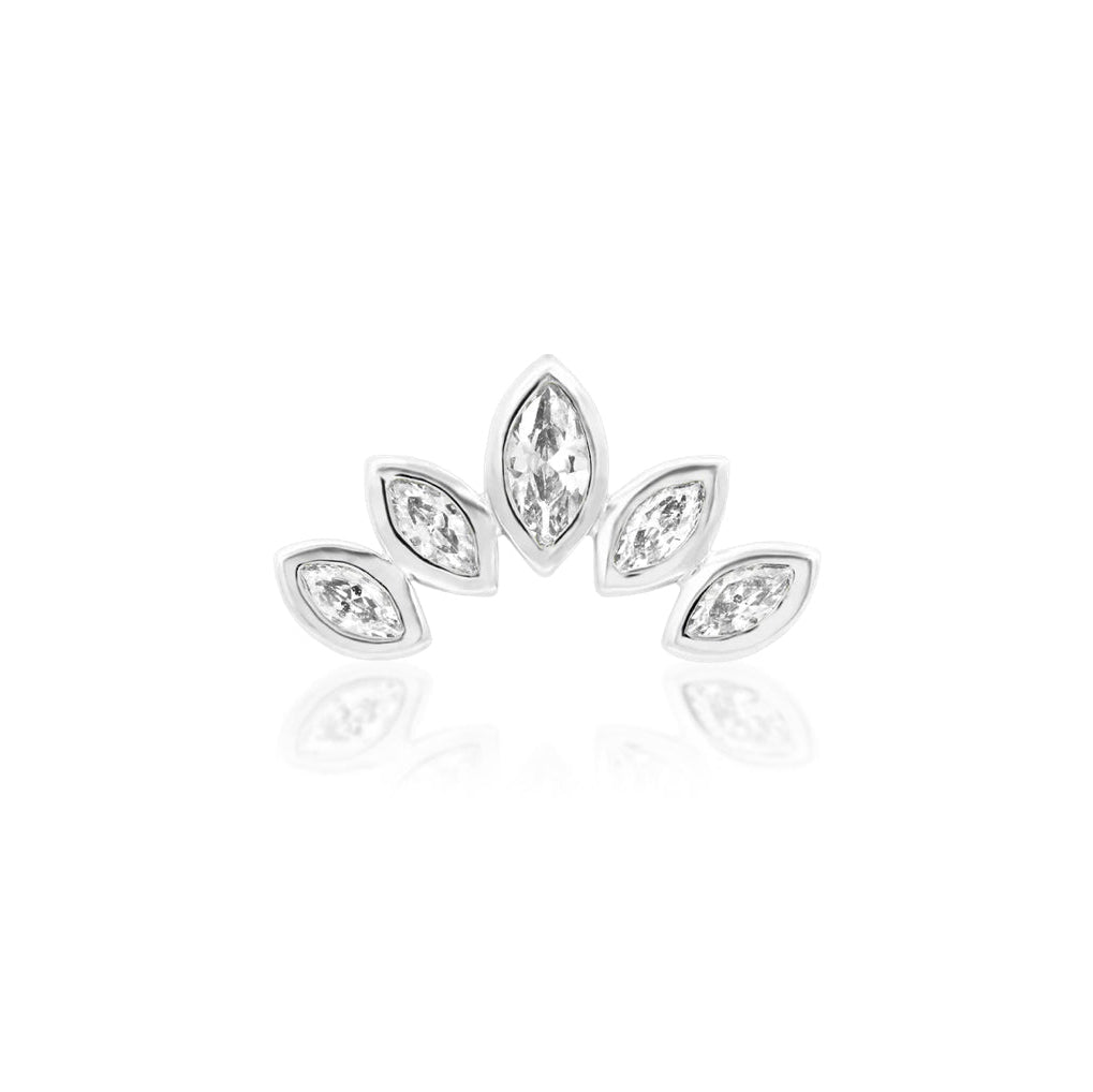     Junipurr Havana white gold conch earring with five marquise-cut white CZ stones