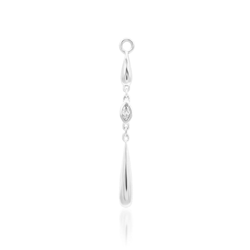Junipurr Rebecca white gold drop earring with a marquise cubic zirconia centre