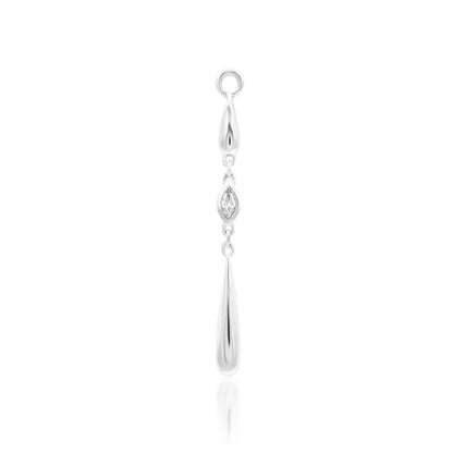 Junipurr Rebecca white gold drop earring with a marquise cubic zirconia centre